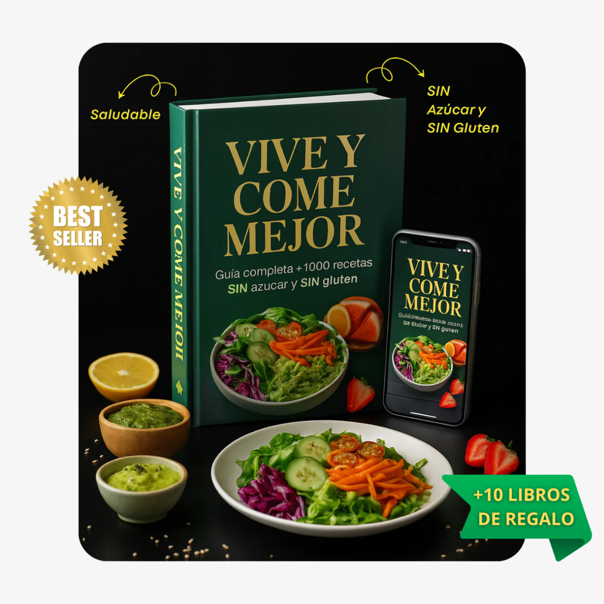 1000 Recetas Saludables + 10 bonos de REGALO